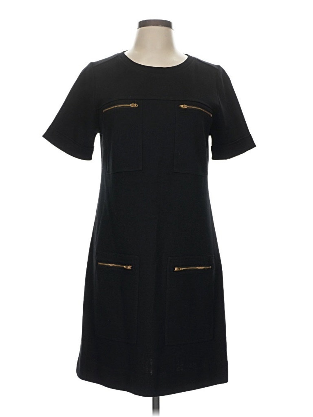 J Crew Black Zipper Ponte Mini Dress with Gold Zipper Hardware Dress Size 2 - Picture 3 of 11